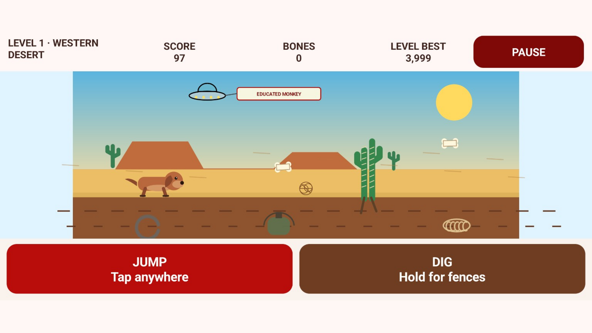 WienerDog Deluxe desert gameplay